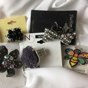 Lot/5 Assort New Stretch Rings Crystal Rhinestone